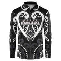 Custom Aotearoa Ngati Raukawa Button Sweatshirt Maori Tribal Pattern LT05 Black - Polynesian Pride