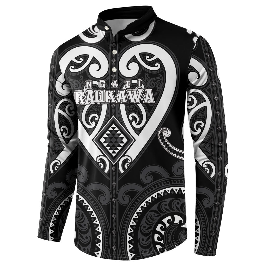 Custom Aotearoa Ngati Raukawa Button Sweatshirt Maori Tribal Pattern LT05 - Polynesian Pride