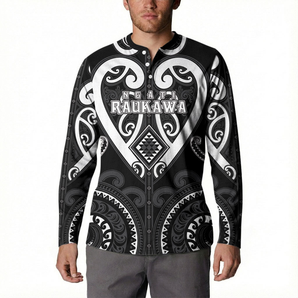 Custom Aotearoa Ngati Raukawa Button Sweatshirt Maori Tribal Pattern LT05 - Polynesian Pride
