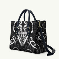 Aotearoa Ngati Raukawa Leather Bag Maori Tribal Pattern LT05 Black - Polynesian Pride