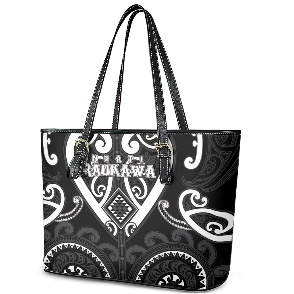 Aotearoa Ngati Raukawa Leather Tote Bag Maori Tribal Pattern LT05 - Polynesian Pride