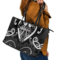 Aotearoa Ngati Raukawa Leather Tote Bag Maori Tribal Pattern LT05 - Polynesian Pride