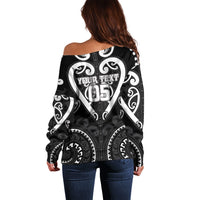 Custom Aotearoa Ngati Raukawa Off Shoulder Sweater Maori Tribal Pattern LT05 - Polynesian Pride