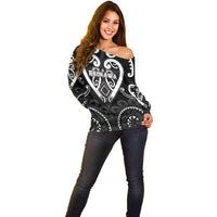 Custom Aotearoa Ngati Raukawa Off Shoulder Sweater Maori Tribal Pattern LT05 - Polynesian Pride