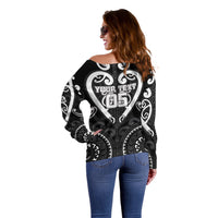 Custom Aotearoa Ngati Raukawa Off Shoulder Sweater Maori Tribal Pattern LT05 - Polynesian Pride