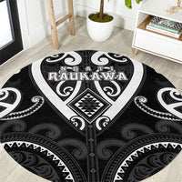 Aotearoa Ngati Raukawa Round Carpet Maori Tribal Pattern LT05 Black - Polynesian Pride
