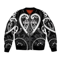 Custom Aotearoa Ngati Raukawa Sleeve Zip Bomber Jacket Maori Tribal Pattern LT05 Unisex Black - Polynesian Pride