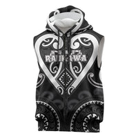 Custom Aotearoa Ngati Raukawa Sleeveless Zip Hoodie Maori Tribal Pattern LT05 Black - Polynesian Pride