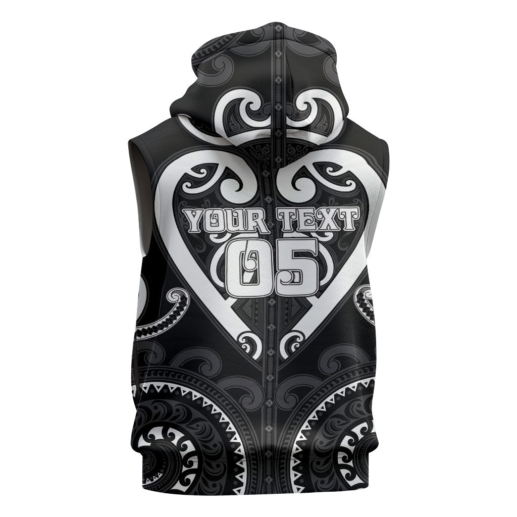 Custom Aotearoa Ngati Raukawa Sleeveless Zip Hoodie Maori Tribal Pattern LT05 - Polynesian Pride