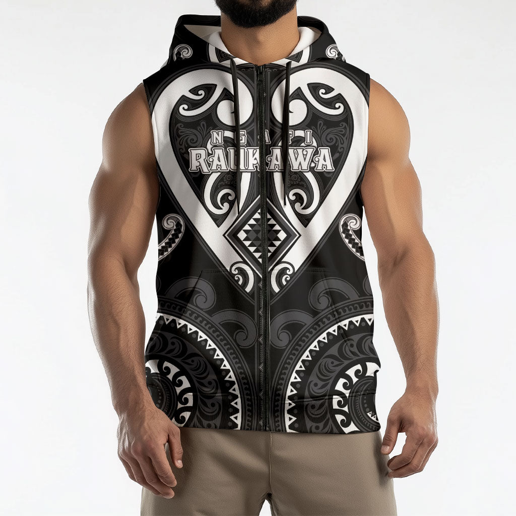 Custom Aotearoa Ngati Raukawa Sleeveless Zip Hoodie Maori Tribal Pattern LT05 - Polynesian Pride