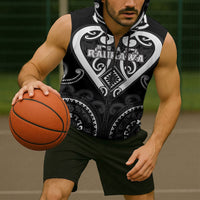 Custom Aotearoa Ngati Raukawa Sleeveless Zip Hoodie Maori Tribal Pattern LT05 - Polynesian Pride