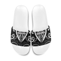 Aotearoa Ngati Raukawa Slide Sandals Maori Tribal Pattern LT05 Black - Polynesian Pride