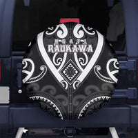 Aotearoa Ngati Raukawa Spare Tire Cover Maori Tribal Pattern LT05 No hole Black - Polynesian Pride