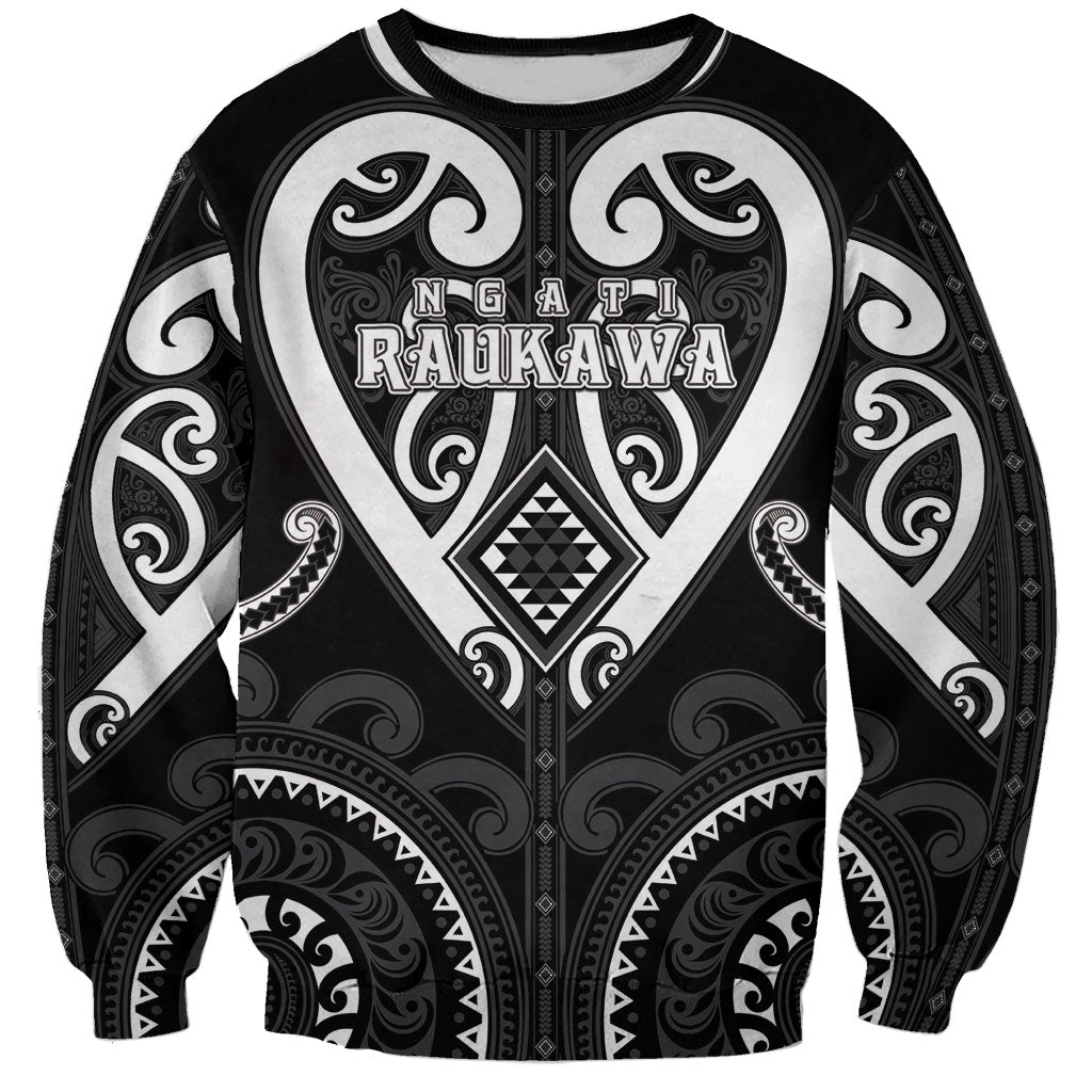 Custom Aotearoa Ngati Raukawa Sweatshirt Maori Tribal Pattern LT05 Unisex Black - Polynesian Pride