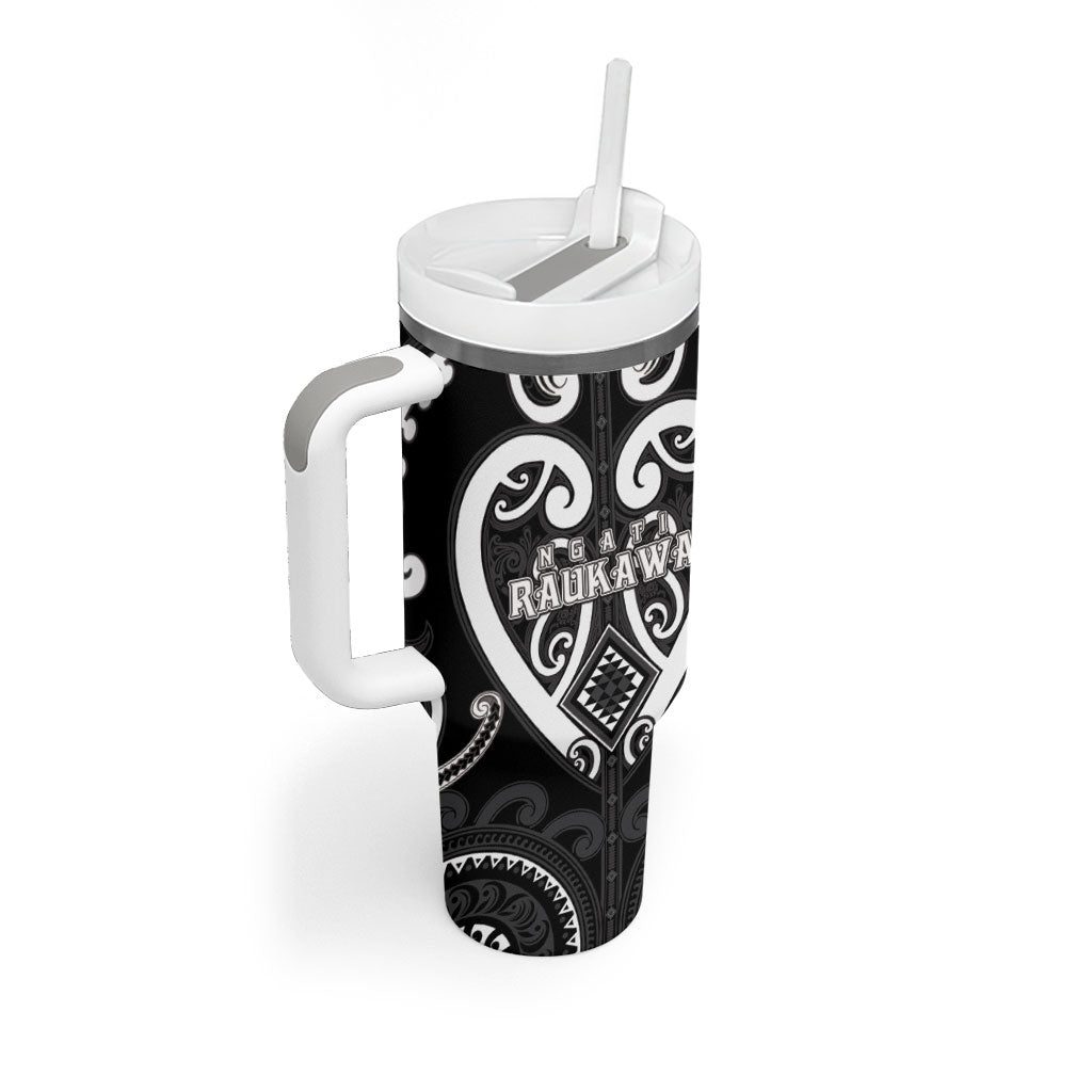 Custom Aotearoa Ngati Raukawa Tumbler With Handle Maori Tribal Pattern LT05 - Polynesian Pride