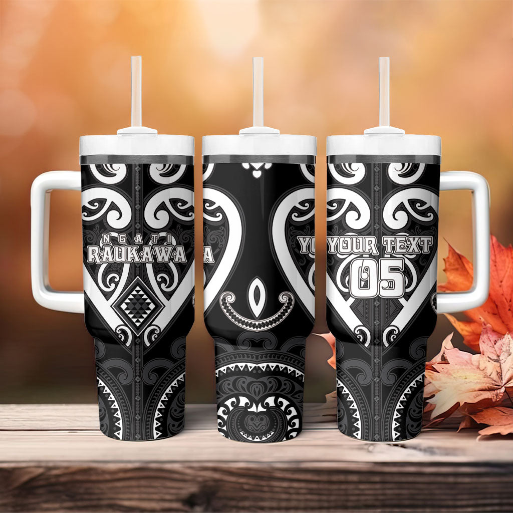 Custom Aotearoa Ngati Raukawa Tumbler With Handle Maori Tribal Pattern LT05 - Polynesian Pride
