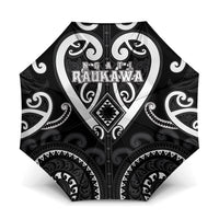 Aotearoa Ngati Raukawa Umbrella Maori Tribal Pattern LT05 One Size Folded 11.42 inch Opened Diameter 37.4 inch Black - Polynesian Pride