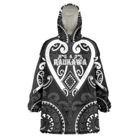 Custom Aotearoa Ngati Raukawa Wearable Blanket Hoodie Maori Tribal Pattern LT05 One Size Black - Polynesian Pride