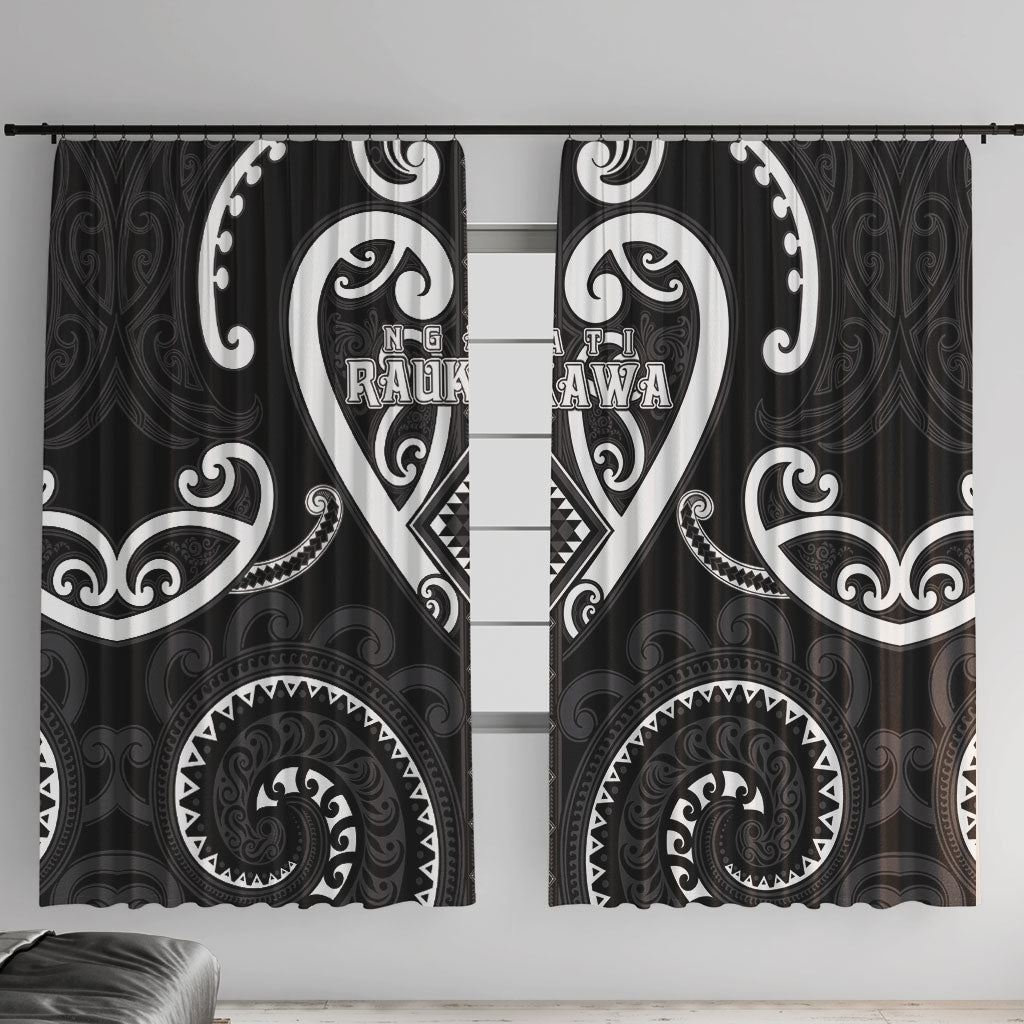 Aotearoa Ngati Raukawa Window Curtain Maori Tribal Pattern LT05 With Hooks Black - Polynesian Pride