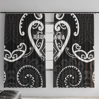 Aotearoa Ngati Raukawa Window Curtain Maori Tribal Pattern LT05 With Hooks Black - Polynesian Pride