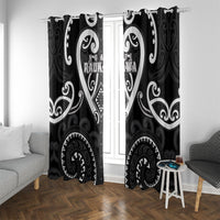 Aotearoa Ngati Raukawa Window Curtain Maori Tribal Pattern LT05 With Grommets Black - Polynesian Pride