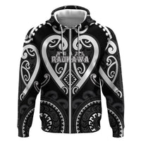 Custom Aotearoa Ngati Raukawa Zip Hoodie Maori Tribal Pattern LT05 Zip Hoodie Black - Polynesian Pride