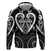 Custom Aotearoa Ngati Raukawa Zip Hoodie Maori Tribal Pattern LT05 Pullover Hoodie Black - Polynesian Pride