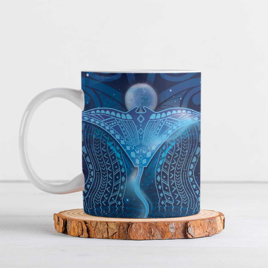 Polynesia Manta Ray Ceramic Mug Let's The Sea Set You Free LT05 Blue - Polynesian Pride
