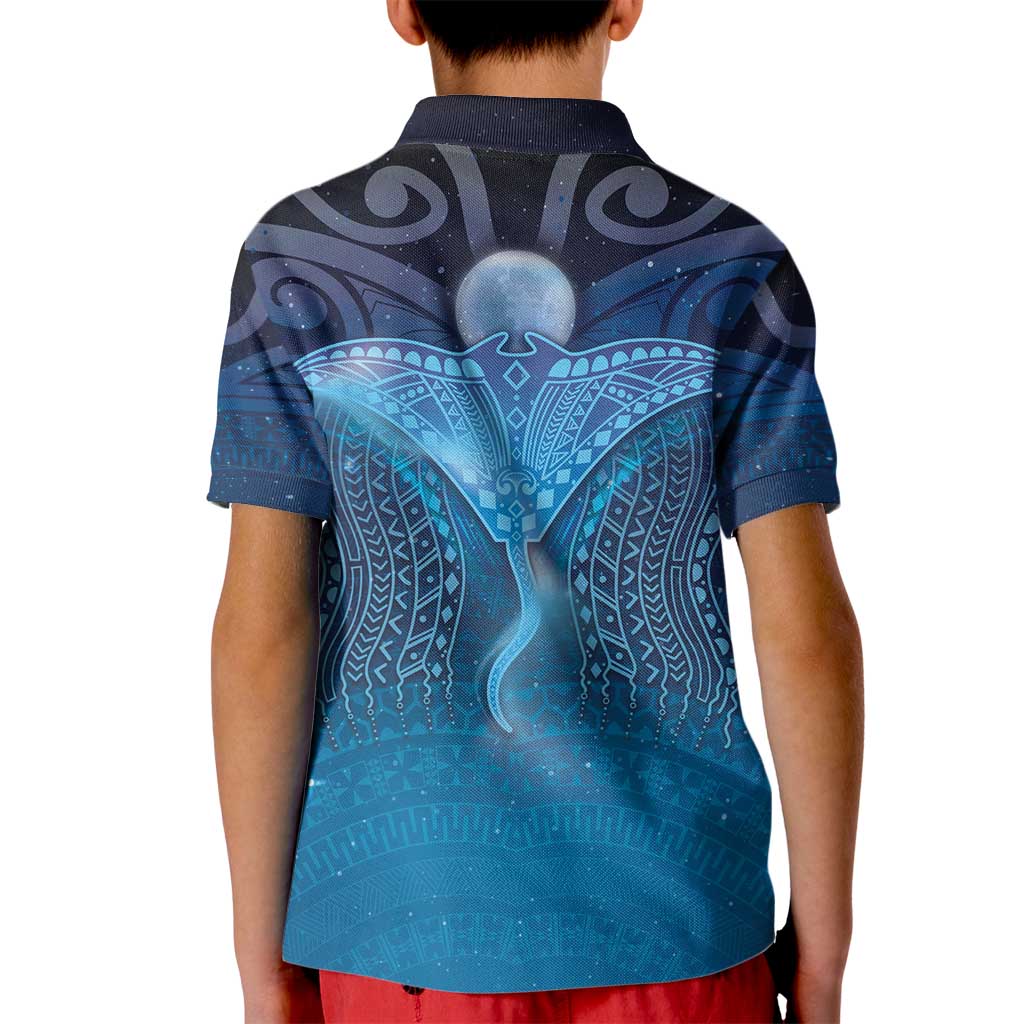 Polynesia Manta Ray Kid Polo Shirt Let's The Sea Set You Free LT05 - Polynesian Pride