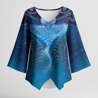 Polynesia Manta Ray Kimono Sleeve Blouse Let's The Sea Set You Free LT05 Female Blue - Polynesian Pride