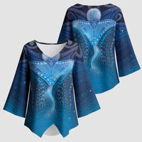 Polynesia Manta Ray Kimono Sleeve Blouse Let's The Sea Set You Free LT05 - Polynesian Pride