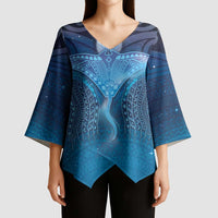 Polynesia Manta Ray Kimono Sleeve Blouse Let's The Sea Set You Free LT05 - Polynesian Pride