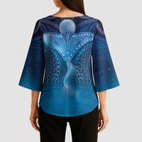 Polynesia Manta Ray Kimono Sleeve Blouse Let's The Sea Set You Free LT05 - Polynesian Pride