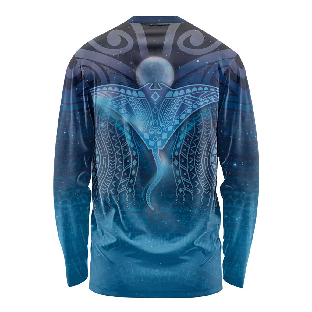 Polynesia Manta Ray Long Sleeve Shirt Let's The Sea Set You Free LT05 - Polynesian Pride