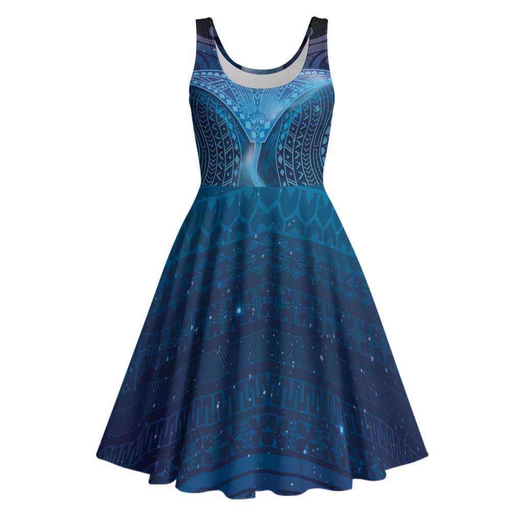 Polynesia Manta Ray Midi Dress Let's The Sea Set You Free LT05 Blue - Polynesian Pride