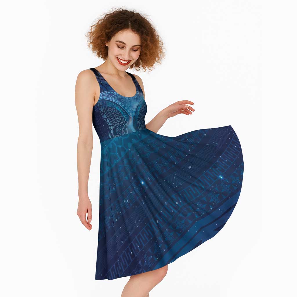 Polynesia Manta Ray Midi Dress Let's The Sea Set You Free LT05 - Polynesian Pride