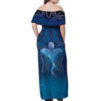 Polynesia Manta Ray Off Shoulder Maxi Dress Let's The Sea Set You Free LT05 - Polynesian Pride