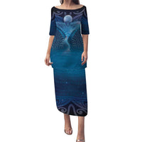 Polynesia Manta Ray Puletasi Let's The Sea Set You Free LT05 Long Dress Blue - Polynesian Pride