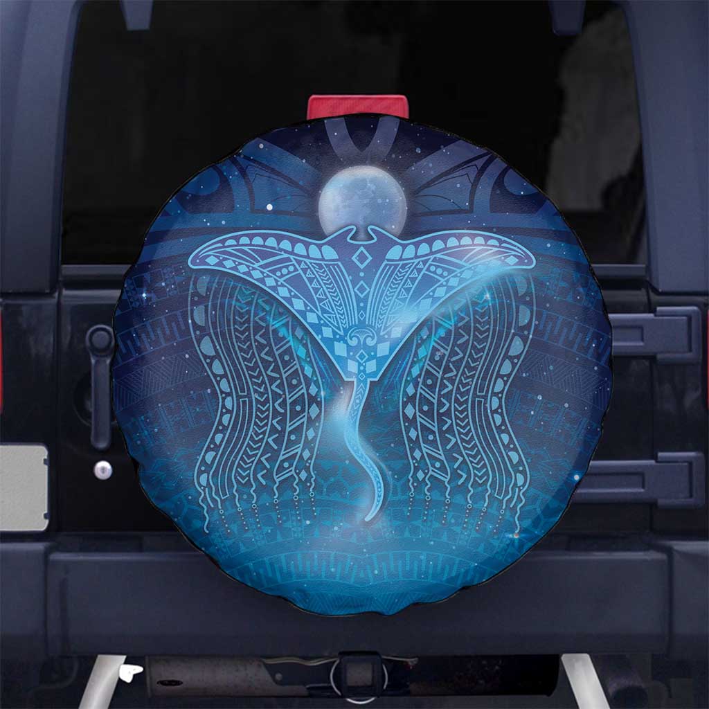 Polynesia Manta Ray Spare Tire Cover Let's The Sea Set You Free LT05 No hole Blue - Polynesian Pride