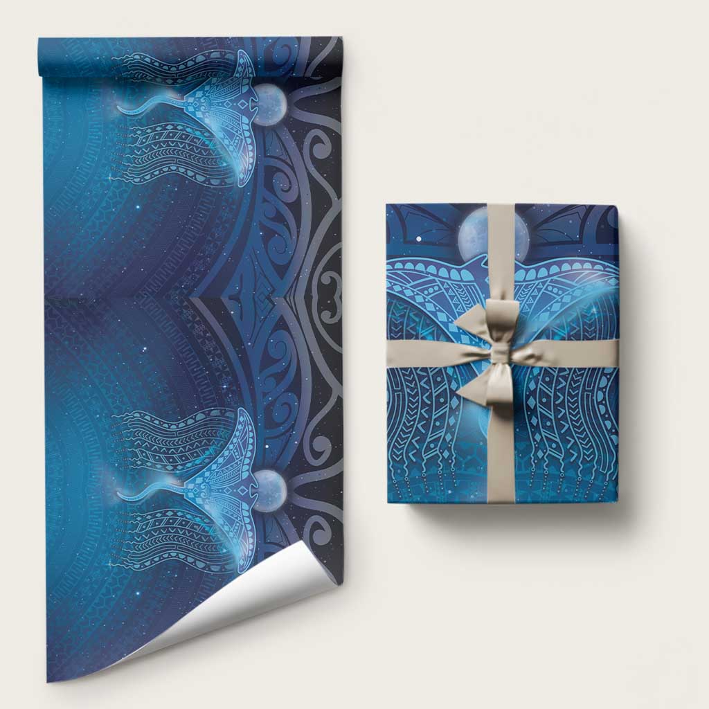 Polynesia Manta Ray Wrapping Paper Let's The Sea Set You Free LT05 58" × 23" Blue - Polynesian Pride