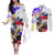 Personalized Filipino American History Month Couples Matching Off The Shoulder Long Sleeve Dress and Long Sleeve Button Shirts The Eight-Rayed Sun Flags With Bald Eagle LT05 White - Polynesian Pride