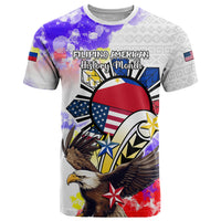 Personalized Filipino American History Month T Shirt The Eight-Rayed Sun Flags With Bald Eagle LT05 White - Polynesian Pride