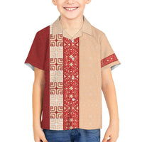 Papua New Guinea Kid Hawaiian Shirt Oro Tapa Pattern LT05 Kid Beige - Polynesian Pride