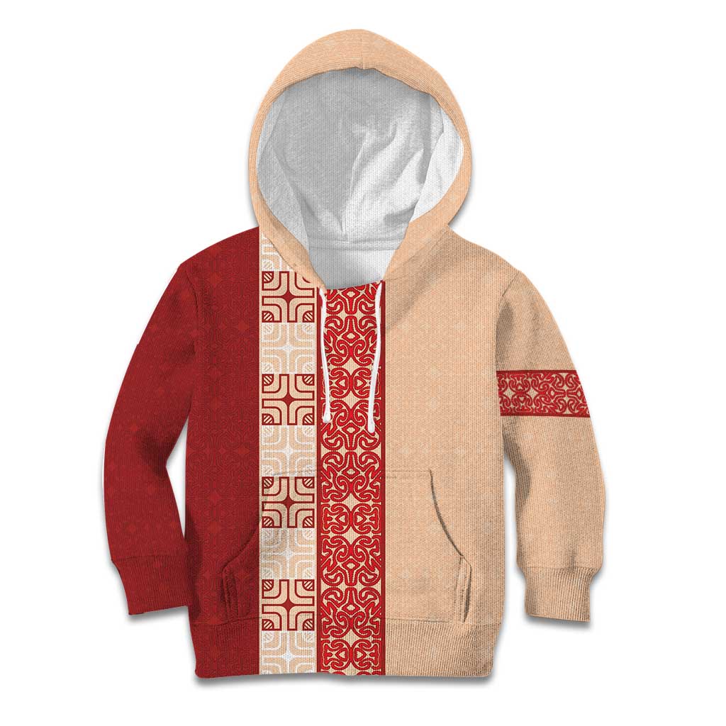 Papua New Guinea Kid Hoodie Oro Tapa Pattern LT05 Hoodie Beige - Polynesian Pride