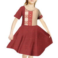 Papua New Guinea Kid Short Sleeve Dress Oro Tapa Pattern LT05 - Polynesian Pride