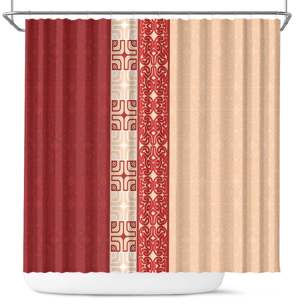 Papua New Guinea Shower Curtain Oro Tapa Pattern LT05 Beige - Polynesian Pride