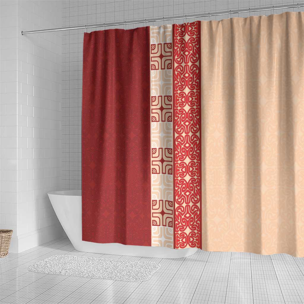 Papua New Guinea Shower Curtain Oro Tapa Pattern LT05 - Polynesian Pride