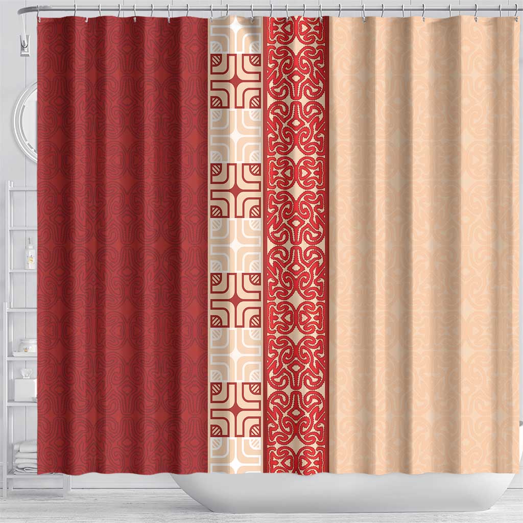 Papua New Guinea Shower Curtain Oro Tapa Pattern LT05 - Polynesian Pride