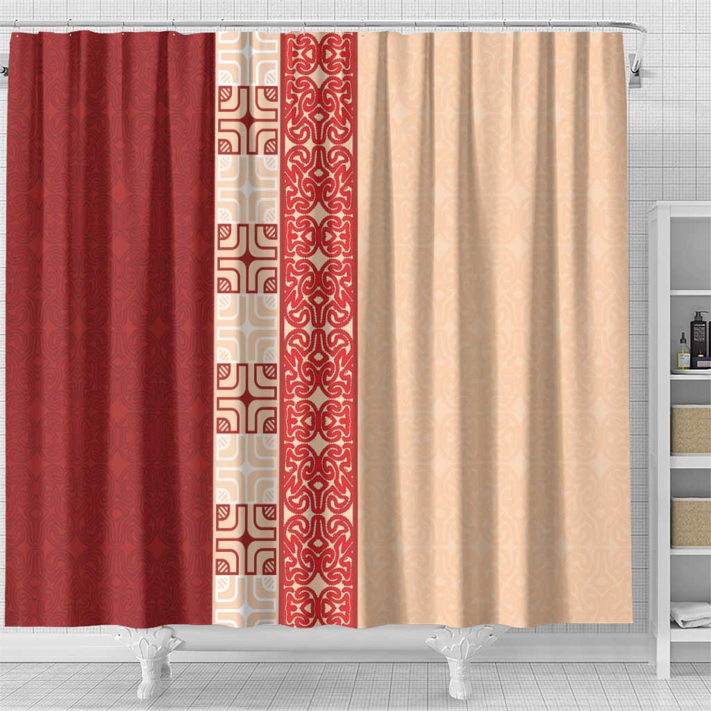 Papua New Guinea Shower Curtain Oro Tapa Pattern LT05 - Polynesian Pride