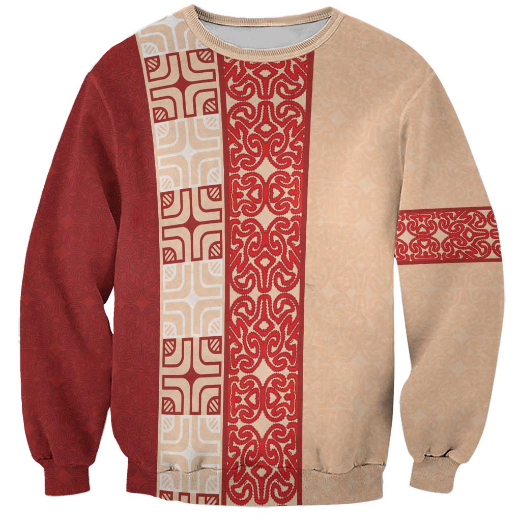 Papua New Guinea Sweatshirt Oro Tapa Pattern LT05 Unisex Beige - Polynesian Pride